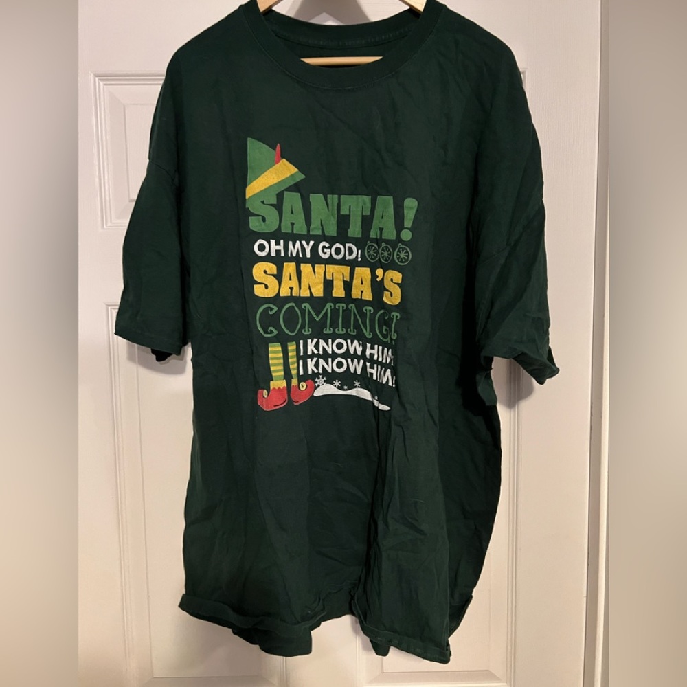 3X Hanes Green Santa Graphic Tee - Short Sleeve
